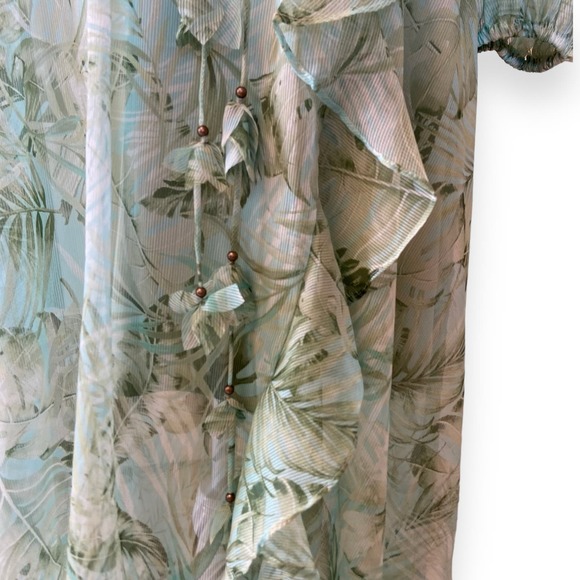 Alex Marie "Hallie" Green Palm Print V-Neck Chiffon Long Sleeve Maxi Dress - Picture 9 of 12